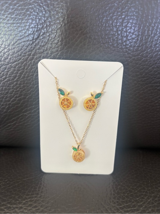 Unbranded Jewelry - Gold-Tone Lemon Pendant Necklace and Earring Set